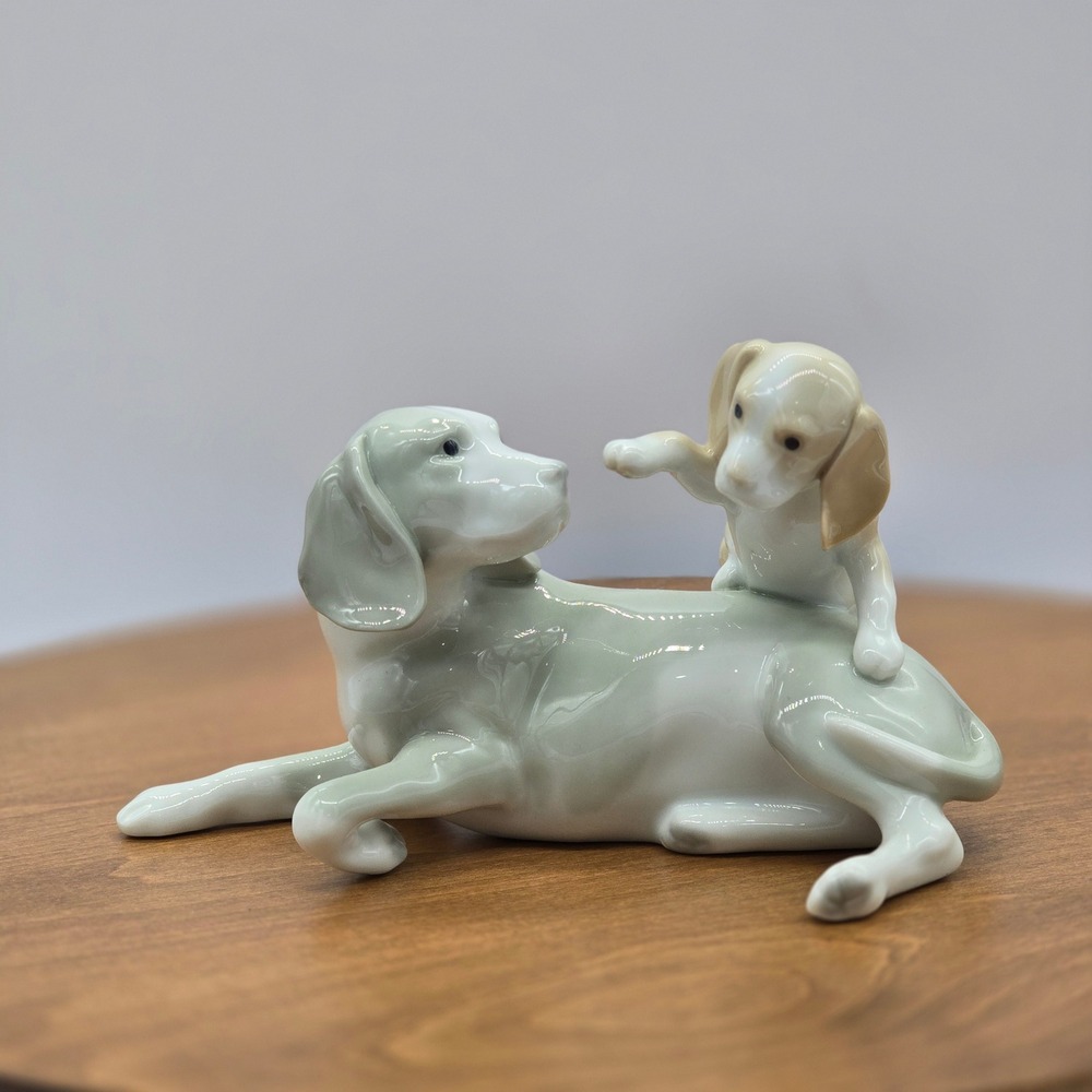 Franklin Mint Playful Moment Dog Puppy Porcelain Figurine 1987